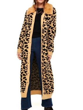 NWT Never Fully Dressed Arctic Leopard Knit Long Cardi